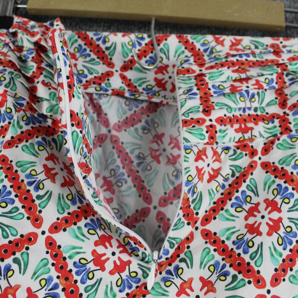 Caroline Constas Floral Tile-Print Ruffled Midi Skirt in Red, Green, Blue - Picture 5 of 10